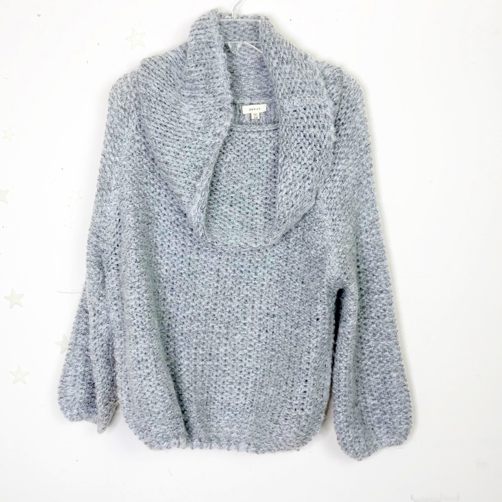 𝅺Debut gray loose knit Cowl  neck sweater